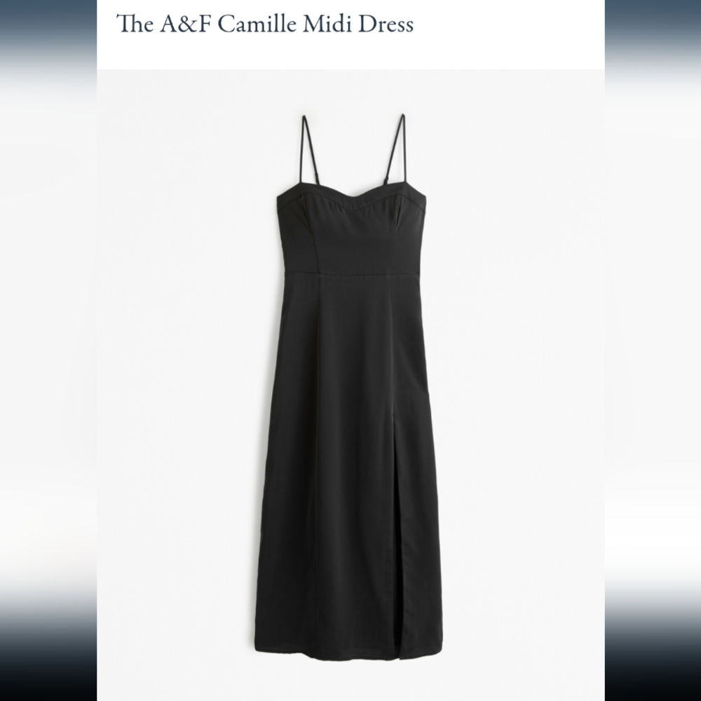 Abercrombie & Fitch Black Camille Midi Dress
